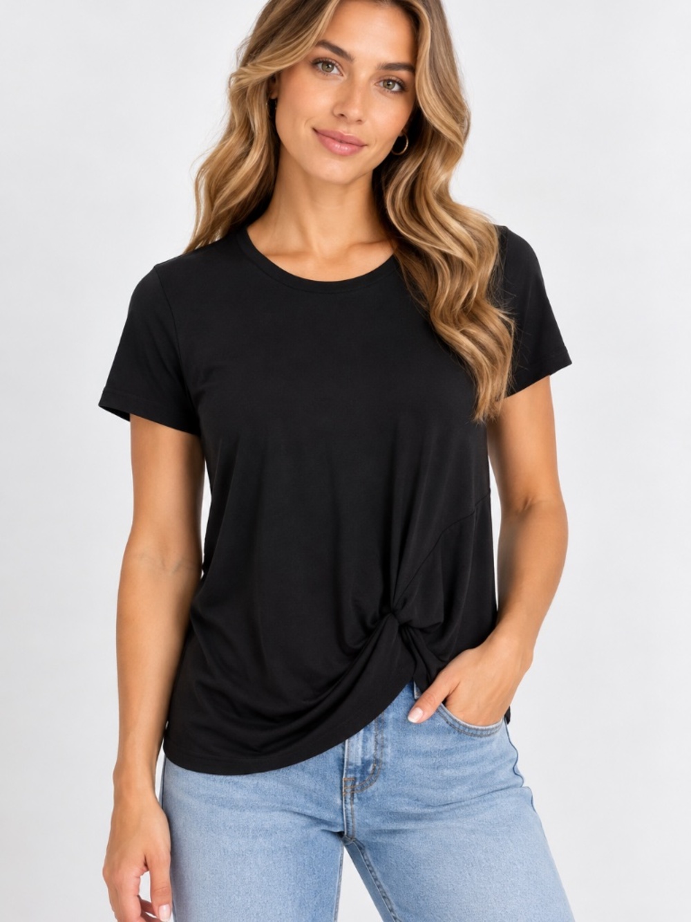 Philosophy Women’s Black Short Sleeve Twist Front Top, size XL